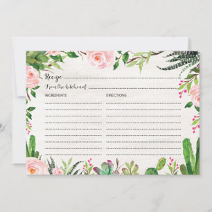 Fiesta Cactus Recipe Card Bridal Shower Succulent