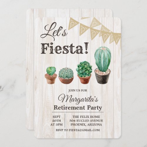 Fiesta Cactus Retirement Invitation