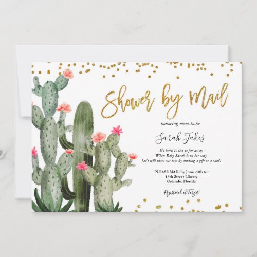 Fiesta Cactus Shower by Mail Invitation