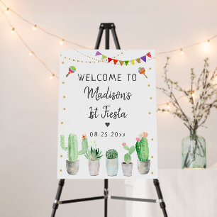 Fiesta Cactus Succulent Gold Birthday Welcome Foam Board