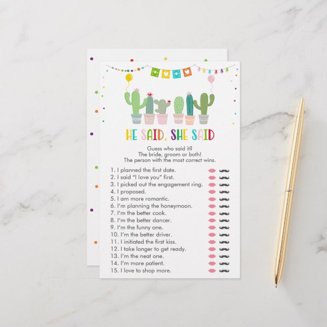 Fiesta Cactus Succulent He Said She Said Game (Front/Back In Situ)