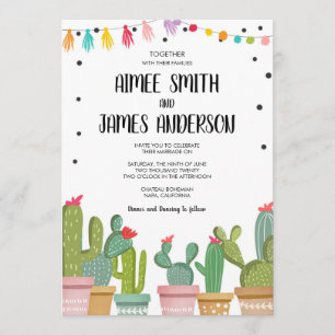 Fiesta Cactus Succulent Mexican Wedding Invitation