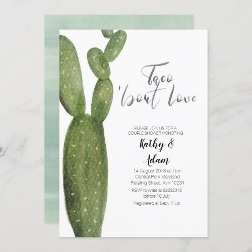 Fiesta Cactus Taco about Love COUPLES SHOWER Invitation