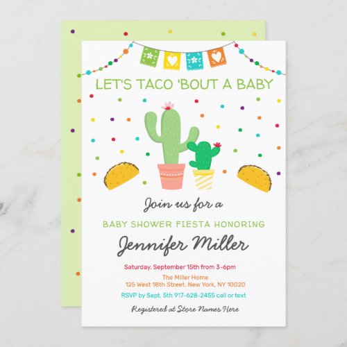 Fiesta Cactus Taco Bout A Baby Shower Invitation