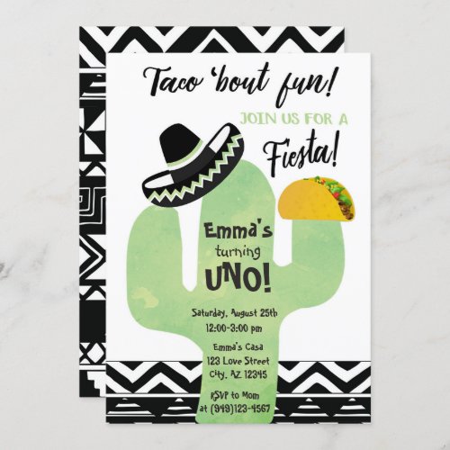 Fiesta Cactus Taco bout Fun Birthday Party Invitation