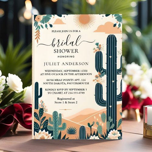 Fiesta Cactus Travel Mexicans Bridal Shower Invitation