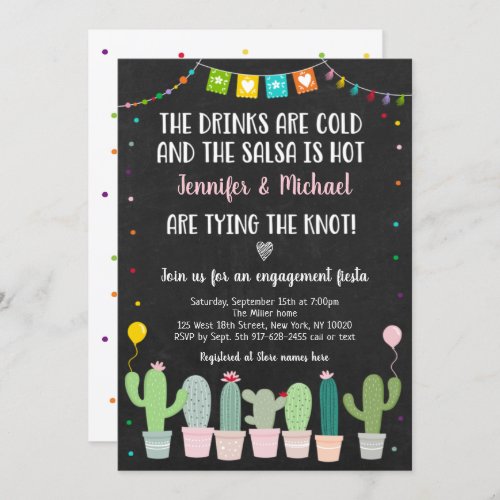 Fiesta Cactus Tying The Knot Engagement Invitation