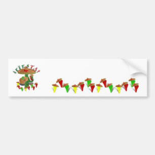 Fiesta Cactus w/Sombrero & Guitar Bumper Sticker