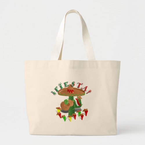 Fiesta Cactus wSombrero  Guitar Large Tote Bag