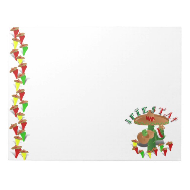 Fiesta Cactus w/Sombrero & Guitar Notepad (Front)