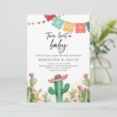 Fiesta Cactus Watercolor Baby Couples Shower Invit Invitation (Standing Front)