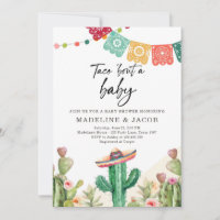 Fiesta Cactus Watercolor Baby Couples Shower Invit