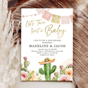 Fiesta Cactus Watercolor Baby Couples Shower Invit Invitation