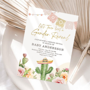 Fiesta Cactus Watercolor Baby Gender Reveal Party  Invitation