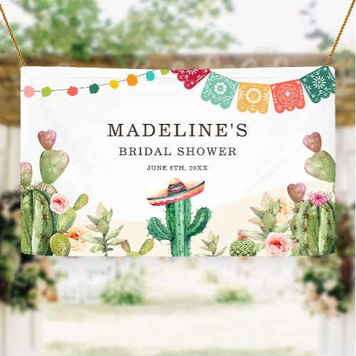 Fiesta Cactus Watercolor Succulent Bridal Shower Banner