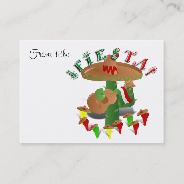 Fiesta Cactus with Guitar & Dancing Peppers Business Card (Front)