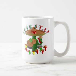 Fiesta Cactus with Guitar & Dancing Peppers Coffee Mug