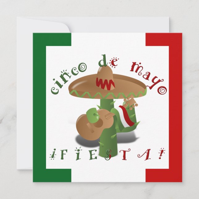 Fiesta Cactus with Guitar & Dancing Peppers Invitation (Front)