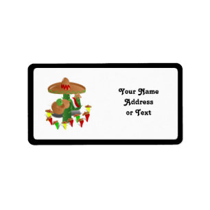 Fiesta Cactus with Guitar & Dancing Peppers Label