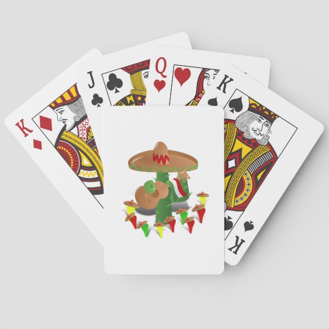 Fiesta Cactus with Guitar & Dancing Peppers Poker Cards (Back)