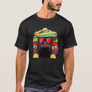 Fiesta Cat Sombrero Tacos Maracas Cinco De Mayo T-Shirt