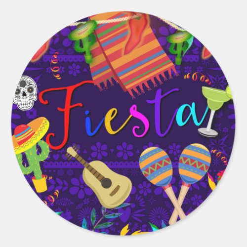 Fiesta Celebration Birthday Party Cinco De Mayo Classic Round Sticker