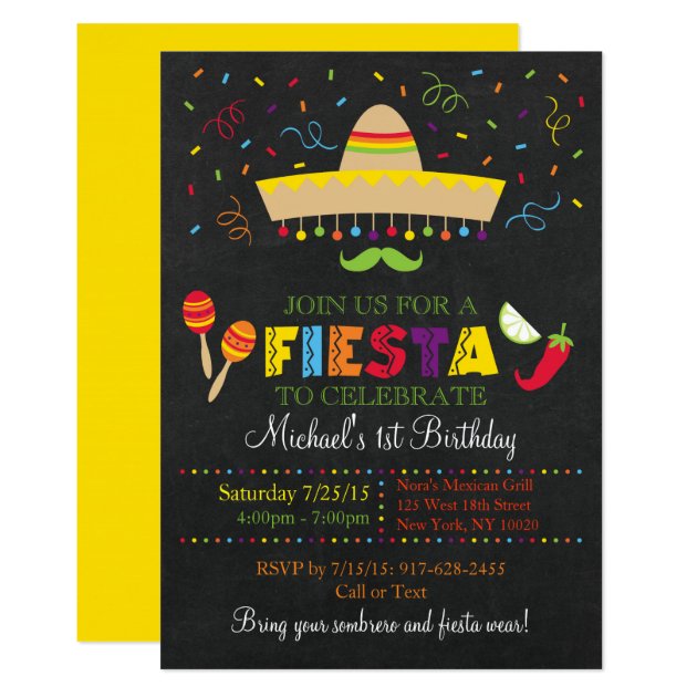 Fiesta Chalkboard Birthday Invitation