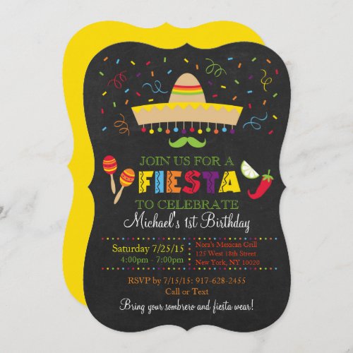 Fiesta Chalkboard Birthday Invitation