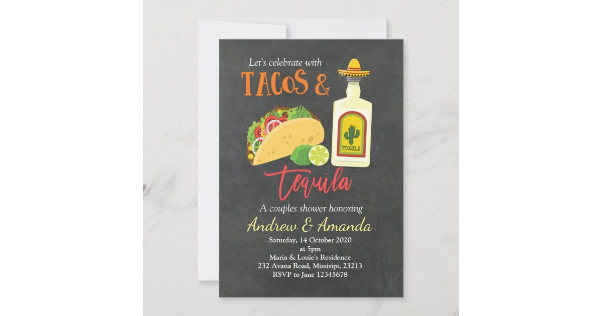 Fiesta Chalkboard Tacos and Tequila Invitation Zazzle