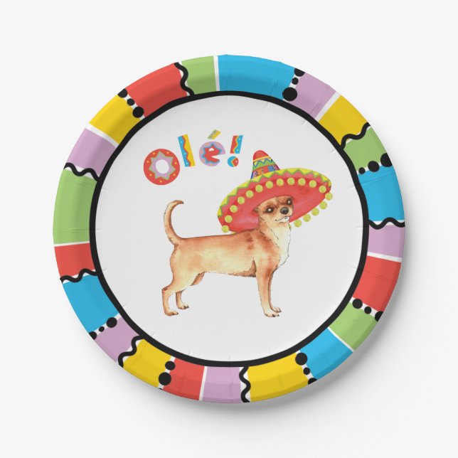 Fiesta Chihuahua Paper Plates (Front)