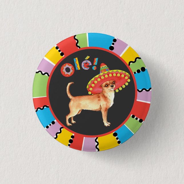 Fiesta Chihuahua Pinback Button (Front)