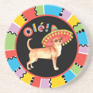 Fiesta Chihuahua Sandstone Coaster