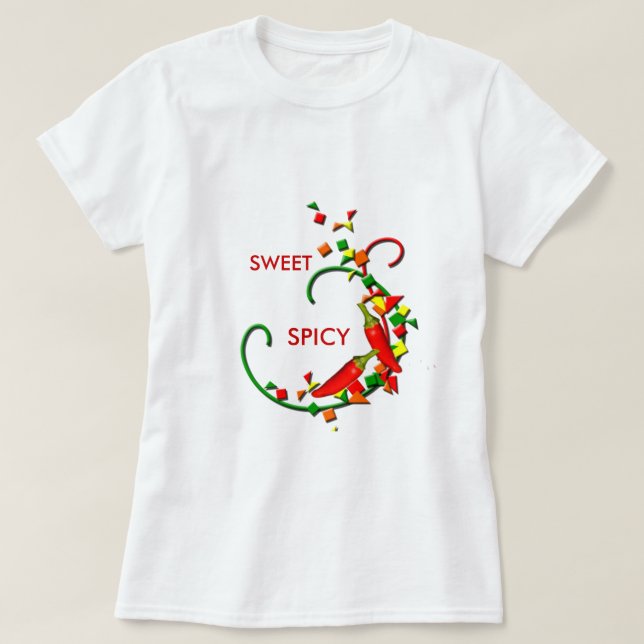 Fiesta Chili Peppers Ladies Sweet Spicy T-shirt (Design Front)