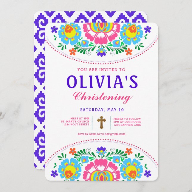 Fiesta Christening Invitation (Front/Back)