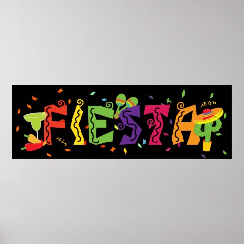 Fiesta Cinco De Mayo Colorful Party Banner Poster