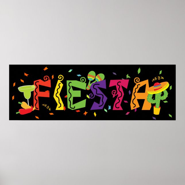 Fiesta Cinco De Mayo Colorful Party Banner Poster (Front)