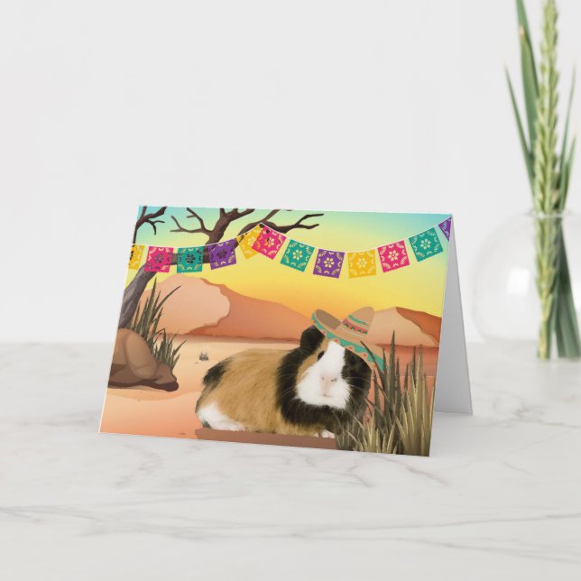 Fiesta Cinco De Mayo Guinea Pig Greeting Card (Front)