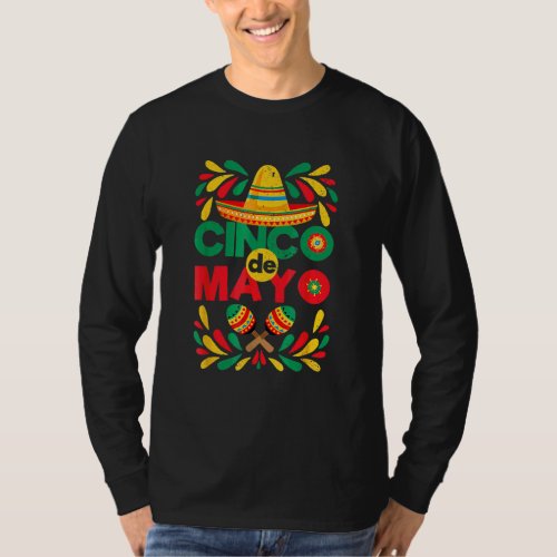 Fiesta Cinco De Mayo Mexico Vintage Sombrero Taco  T_Shirt