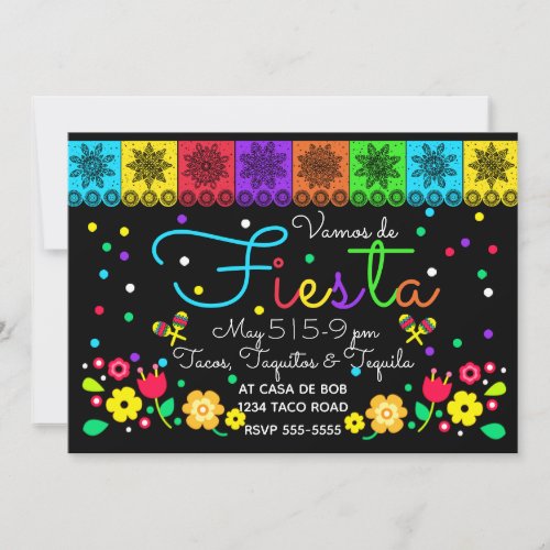 Fiesta Cinco de Mayo Papercuts  Floral Folk Art Invitation