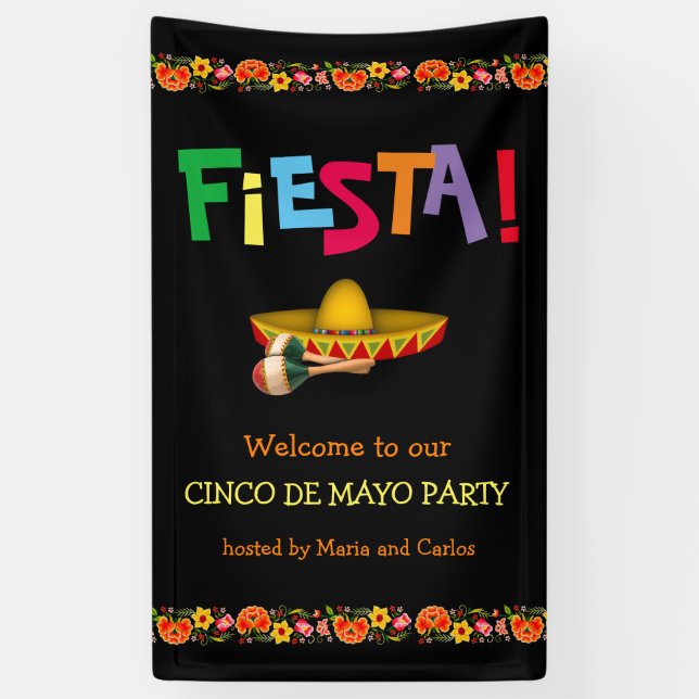 Fiesta! Cinco de Mayo Party (customizable) Banner (Vertical)