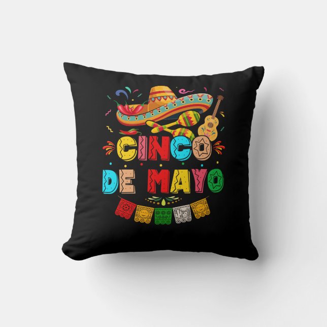 Fiesta Cinco de Mayo Throw Pillow (Front)