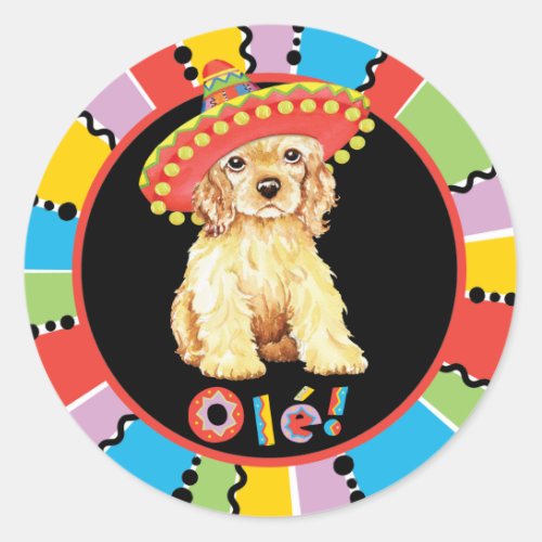 Fiesta Cocker Spaniel Classic Round Sticker