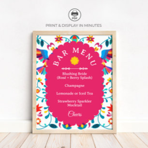 Fiesta Cocktail Bar Menu Bridal Shower Sign