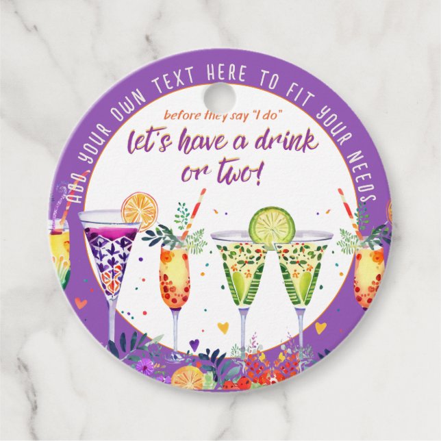 FIESTA  Cocktails Custom Favor Tags (Front)
