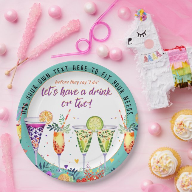 FIESTA  Cocktails Custom Paper Plates (Party)