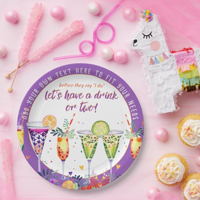 FIESTA  Cocktails Custom Paper Plates (Party)