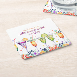 FIESTA  Cocktails Custom Square Paper Coaster