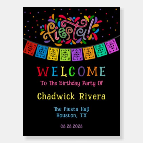 Fiesta Colorful Birthday Party Welcome Sign 