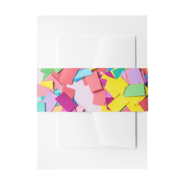 “Fiesta” - Colorful Confetti Wedding Invitation Belly Band (Front Example)