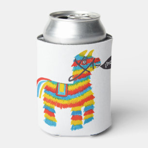 Fiesta colorful donkey piñata says hola can cooler